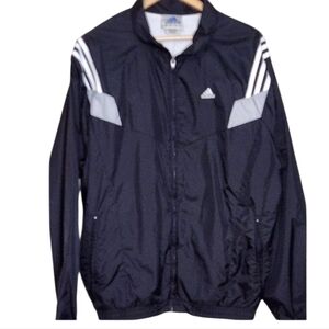 Adidas Navy Black white Logo Windbreaker Size Large